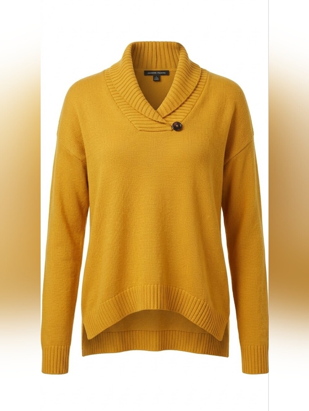 Jeanne Pierre Mustard Solid Yellow Waterfall Sweater Women’s Large Cow Neck